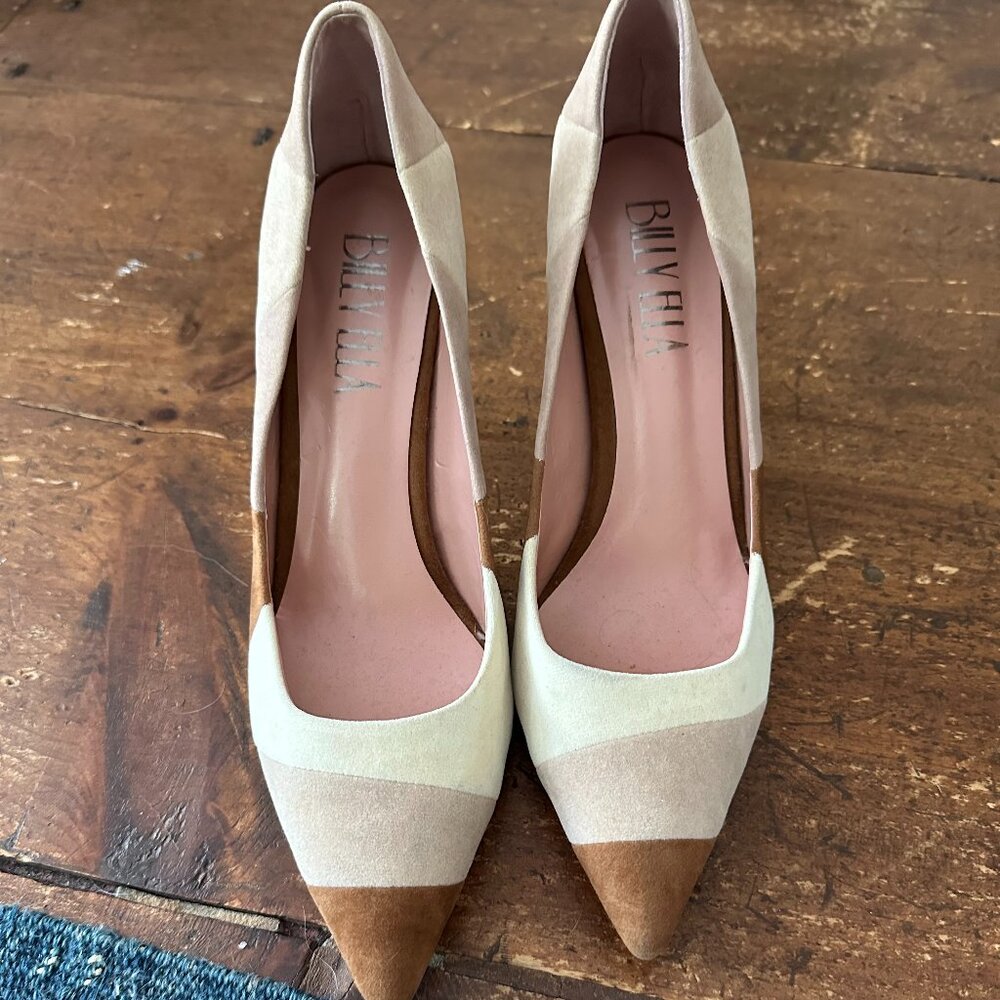 Billy Ella cream beige and brown striped stelletos